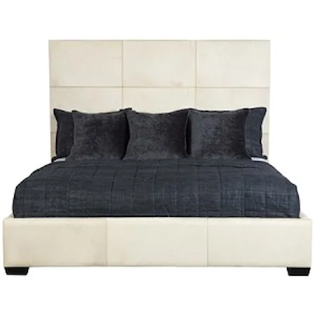 King Bed with Upholstered Hair-on-Hide Panels